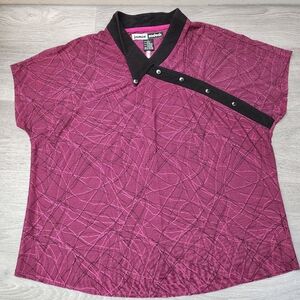 Jaime Sadock Pink Top Size L Golf Tennis Streatchy‎ V Neck Slinky Sports Active